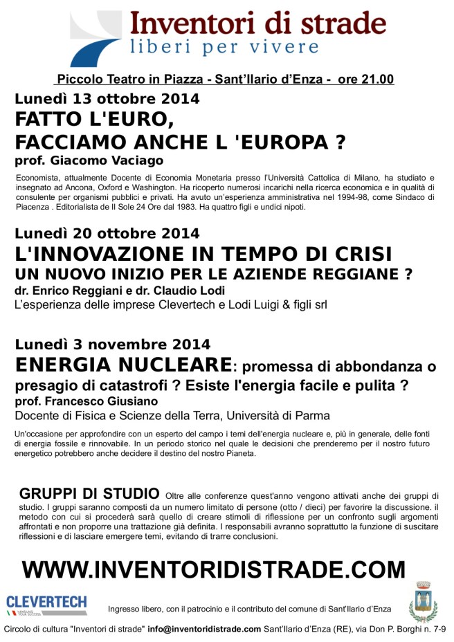 Eventi autunno 2014 - Locandina