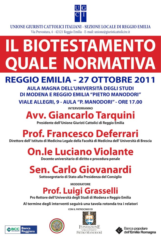 Il biotestamento - Quale normativa - Locandina